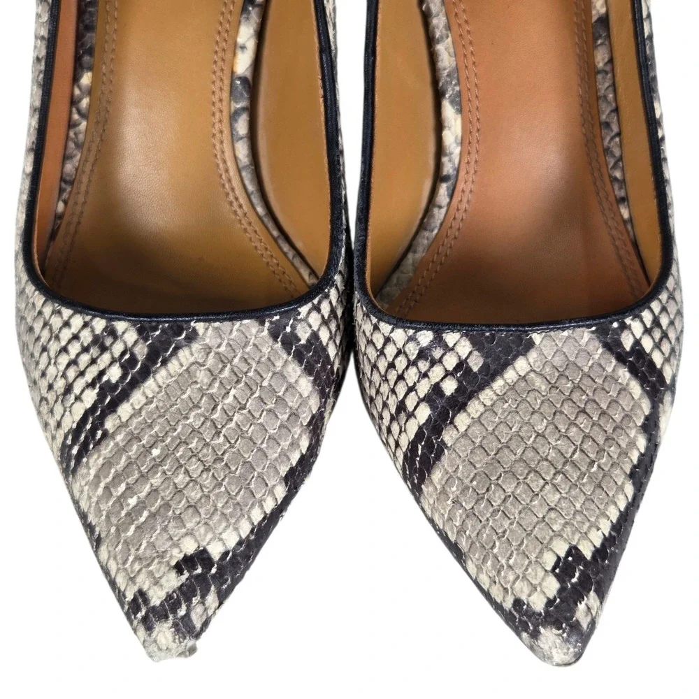 TORY BURCH Real Snakeskin Leather Heels Black White SZ 9M Exotic Dress‎